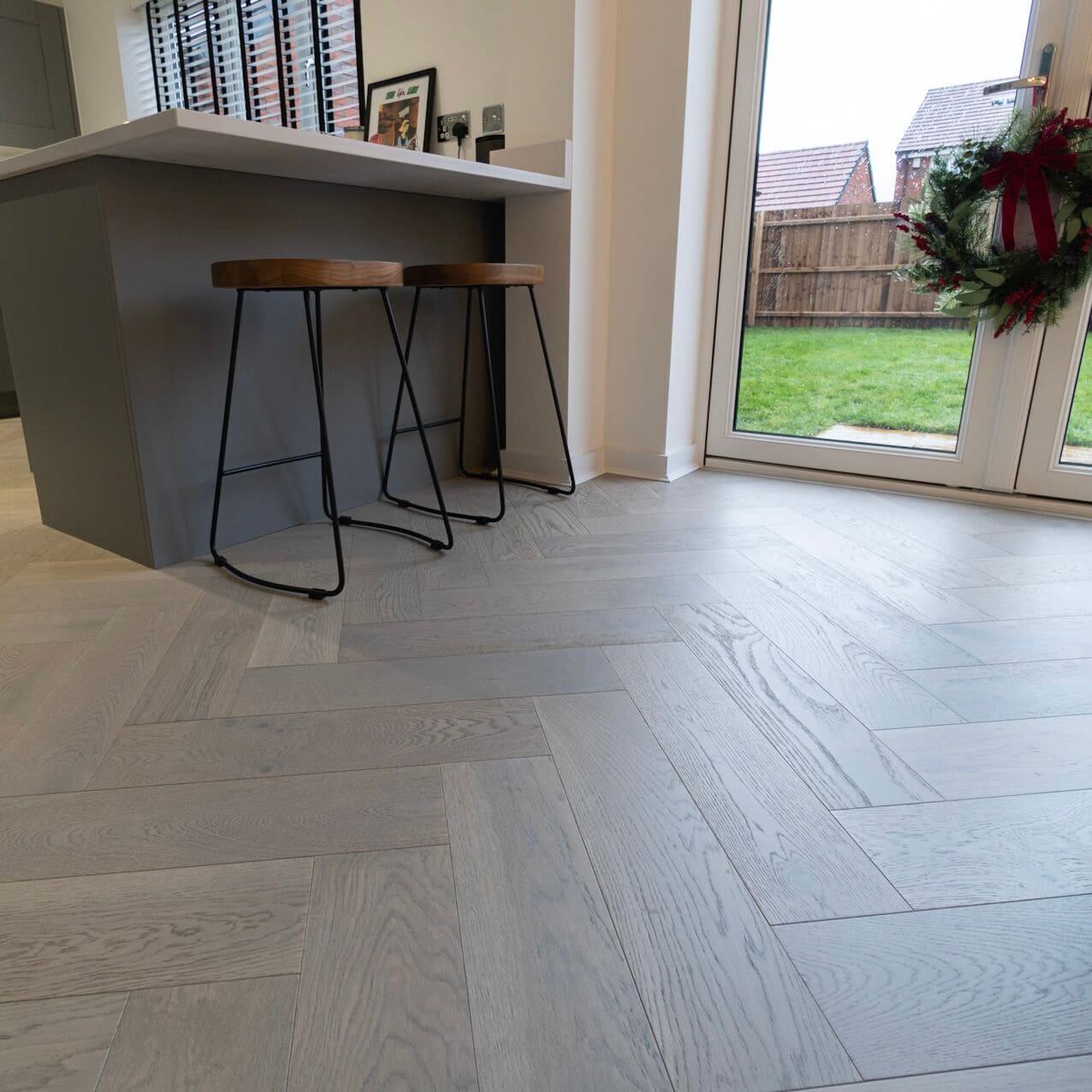 Riviera Click 14/3 x 150mm Grey Brushed Oak Herringbone Engineered Wood Flooring