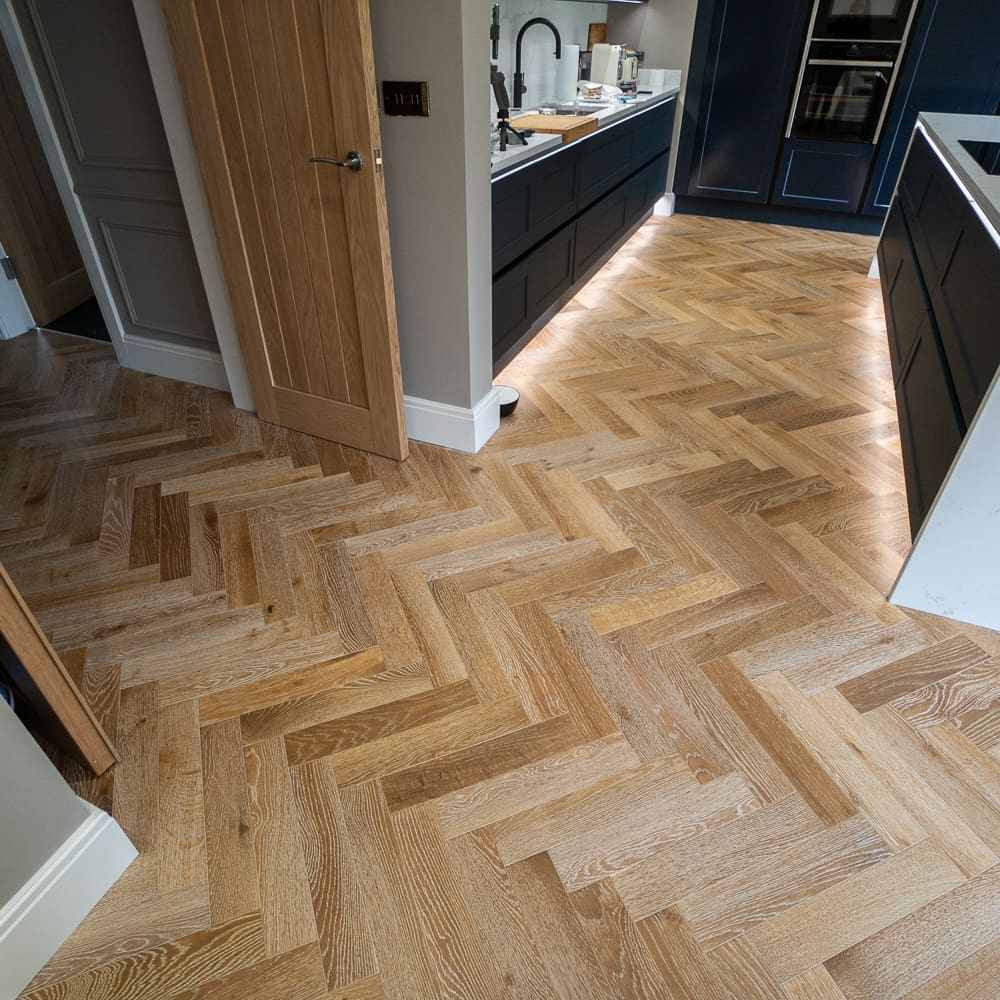 Smoked Limed Oak Herringbone Engineered Wood Flooring