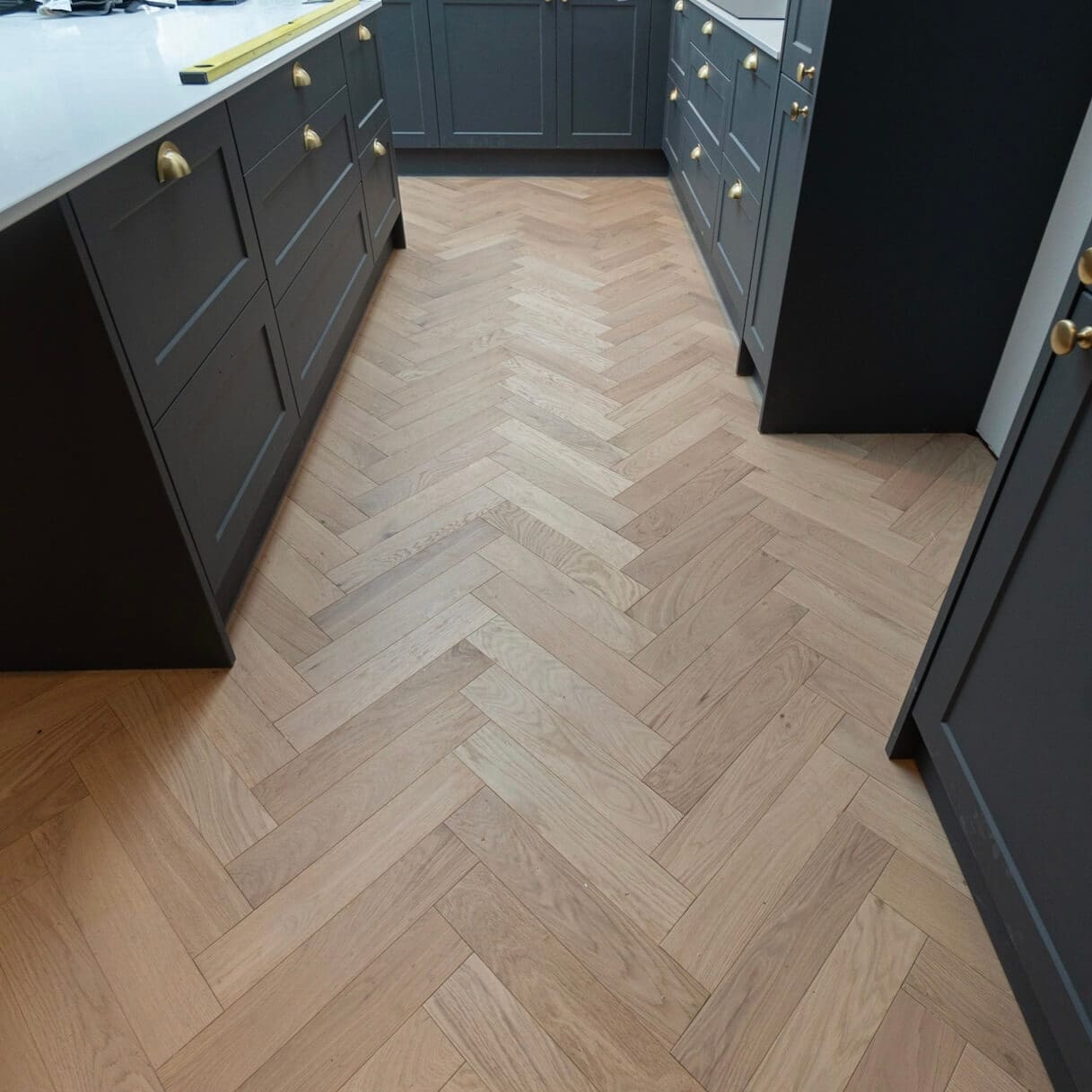 Riviera 14/3 x 90mm Pale Invisible Oak Herringbone Engineered Wood Flooring