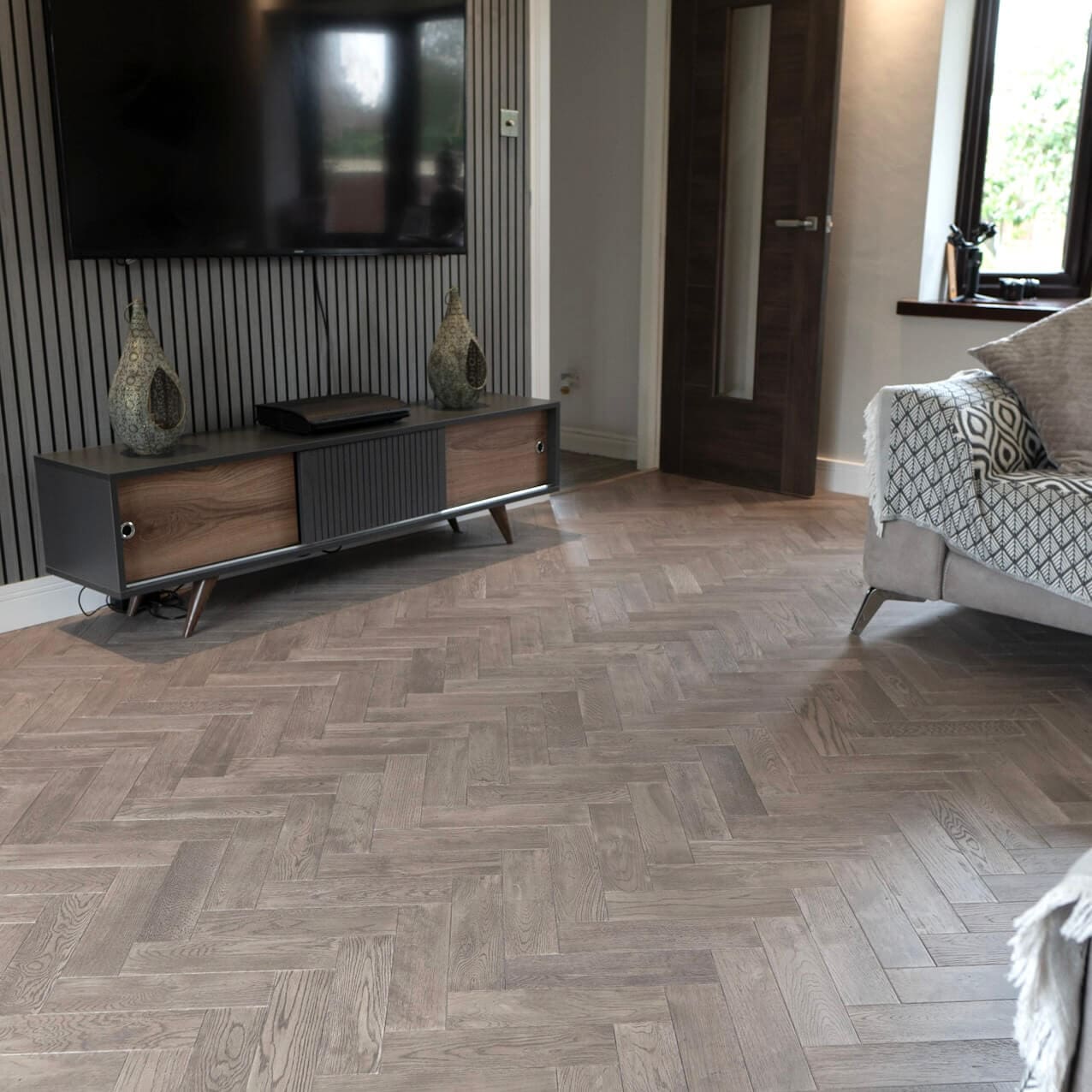 Riviera 18/3 x 80mm SMALL Sterling Silver Oak Herringbone Engineered Wood Flooring